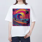 Sea Side TropicalのTropical Beach Surfer Art Oversized T-Shirt