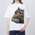 グレージュ猫ロッタン🐈‍⬛のよそ見ロッタン Oversized T-Shirt