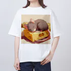 ronmanganのHappyマウスグレー オーバーサイズTシャツ