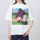 ベースボールゴリラの野球をしているゴリラ オーバーサイズTシャツ