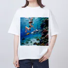 川碕いつき@バ美肉ゲーム実況者Vtuberの少女と熱帯魚 オーバーサイズTシャツ