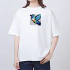 hamusutaroのハチドリピクセルアート オーバーサイズTシャツ