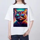 動物のオシャレ屋のサングラスをしている猫 オーバーサイズTシャツ