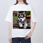 Kybeleのシベリアンハスキーの子犬のグッズ オーバーサイズTシャツ