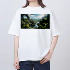 旨味教授といちごもちぷりんの未来都市 渓谷 Oversized T-Shirt