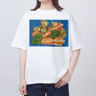 Yuhki | おばけのゆうき 公式オンラインショップ　【ちぎり絵・貼り絵のTシャツ・パーカー・スマホケース・バッグ・日用品・雑貨・文具・ドッグTシャツなど販売中】の野菜(にんじん/パセリ/じゃがいも)(ちぎり絵/貼り絵) Oversized T-Shirt