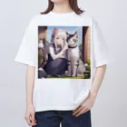 Tuki7の猫と猫耳少女 オーバーサイズTシャツ