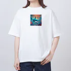 LINEスタンプっぽいグッズショップのサメさん Oversized T-Shirt