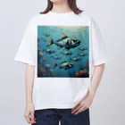 OI-ARTの海中の魚群 オーバーサイズTシャツ