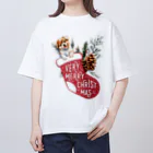 わんだーぱうだーのわんちゃんとクリスマス オーバーサイズTシャツ