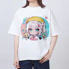 那須モバイル店の帽子を被る女の子 Oversized T-Shirt