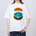 コチ(ボストンテリア)の地球平面バーガー説[v2.8k] Oversized T-Shirt