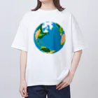 コチ(ボストンテリア)の地球(ドット絵) オーバーサイズTシャツ