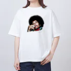 strat.Jay's shopのジミヘン ジミヘンドリックス Jimi Hendrix イラスト 絵 ロック ギター ギターリスト ブルース オーバーサイズTシャツ