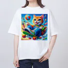 ニャーちゃんショップのスケボーキャット オーバーサイズTシャツ