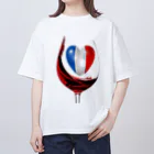 WINE 4 ALLの国旗とグラス：フランス（衣類） Oversized T-Shirt