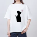 🇯🇵🏴‍☠️RYOSHI🌙のCrypto Batches#27黒猫とピンクのお花 オーバーサイズTシャツ