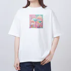 千裕アトリエ（いつもありがとう）のキノコのアート オーバーサイズTシャツ