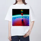 でおきしりぼ子の実験室のParticles‘ World(AI -Aided Design)-Square Pics オーバーサイズTシャツ