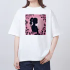 asm193のかわいい女の子の影絵 オーバーサイズTシャツ