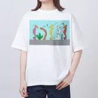 森図鑑の[森図鑑] 仲間に入れて（背景水色） オーバーサイズTシャツ