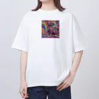 ひとやすみ　らいふのサイケな犬 Oversized T-Shirt