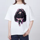 hatoyamaのかわいい黒髪ツインテール美少女 オーバーサイズTシャツ