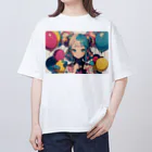 tokyo_citypopのkawaii 東京ガールアート　風船　着物　原宿 オーバーサイズTシャツ