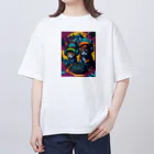 elelelのMusic cat Oversized T-Shirt