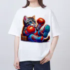 ニャーちゃんショップのボクサーになった猫 オーバーサイズTシャツ