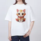 日向ぼっこの縁起猫 オーバーサイズTシャツ