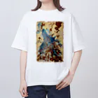 made blueのWatercolor wolf - carob & blue オーバーサイズTシャツ