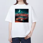 レモングラスの赤色のアメリカ車　ノスタルジック オーバーサイズTシャツ