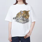 姫とすずり。の静かなかわいらしいヒョウ Oversized T-Shirt