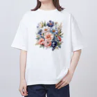 ファンシーTシャツ屋のパステルカラーの花束 オーバーサイズTシャツ