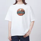 ファンシーTシャツ屋のアウトドアーワッペン夕日 オーバーサイズTシャツ