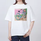 おもかわさんのカラフルなレトロ自転車💐 オーバーサイズTシャツ