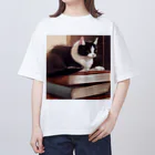 oekakishopの本と猫 オーバーサイズTシャツ