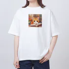 星パンダショップのほんよみかんねこ オーバーサイズTシャツ