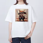 luckycongochanのNeko Samurai Oversized T-Shirt