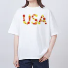junichi-goodsのバルーン文字「USA」（赤色系） オーバーサイズTシャツ