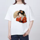 manyou-lab_Ukiyo-eの浮世絵 美人画 Ukiyoe beauty painting [UB-MJ52-SR001-0001] Oversized T-Shirt