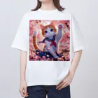 ParadigmStar　パラダイムスターの桜咲く華の学生猫 hana オーバーサイズTシャツ