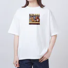 TAKASHIIのハンバーガーを作っている犬 Oversized T-Shirt