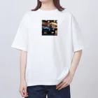 araiguma_shopのカーレースに参加しているアライグマ Oversized T-Shirt