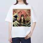 ParadigmStar　パラダイムスターの浮世絵猫　波桜 Oversized T-Shirt