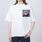 mame1103の虹色幸ふくろう オーバーサイズTシャツ