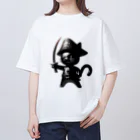 NO CAT NO LIFE の猫×海賊×フィギュア風 Oversized T-Shirt