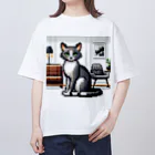 ピクセル堂のモダンレトロ：スタイリッシュなピクセル猫 Oversized T-Shirt