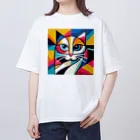 大人かわいい動物の世界のカラフル猫 Oversized T-Shirt